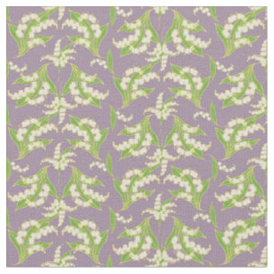 Pretty Lilies-of-the-Valley on Mauve Floral Fabric