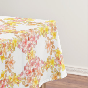 Pretty Lily Floral Pastel Pink Yellow Tablecloth