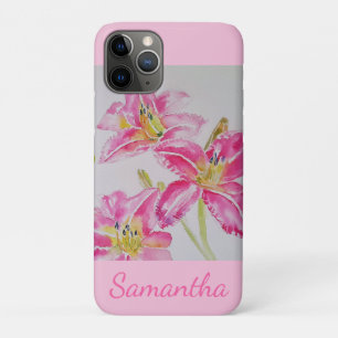 Pretty Lily In Pink Watercolor Painting Girls Name Case-Mate iPhone Case