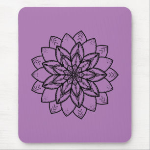 Pretty Line Art Mandala on Purple Mouse Pad