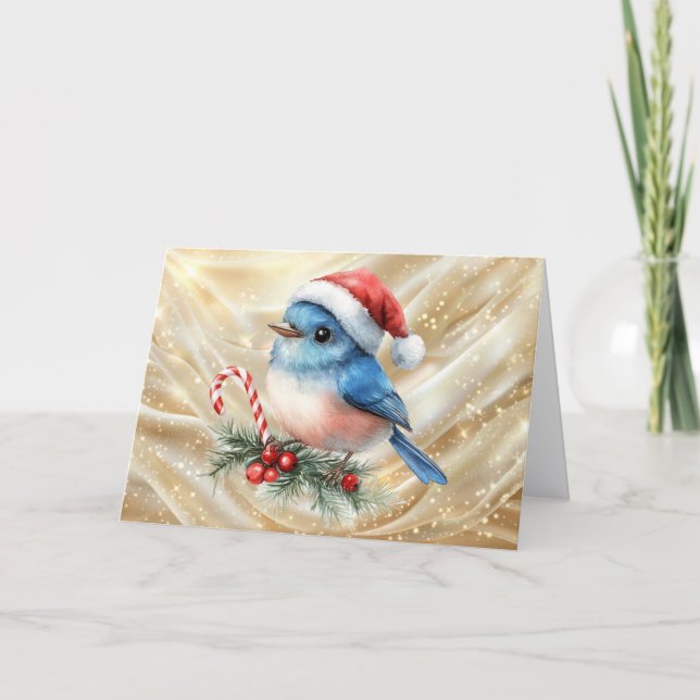 Pretty Little Bluebird Christmas Holiday Card (Front)
