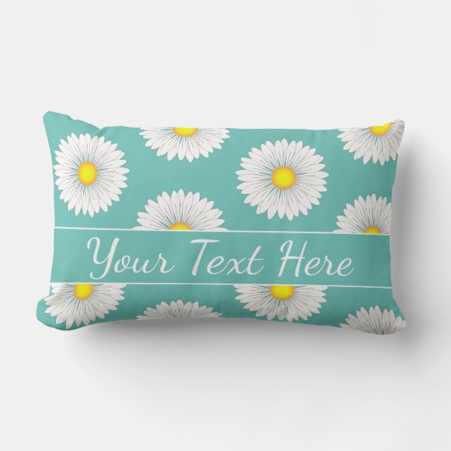 Pretty Little Daisies - Teal Lumbar Cushion (Front)