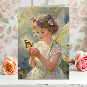 Pretty Little Fairy Girl Happy Birthday Card