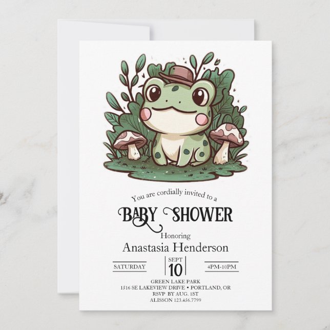 Pretty Little Frog Baby Shower Invitation (Front)