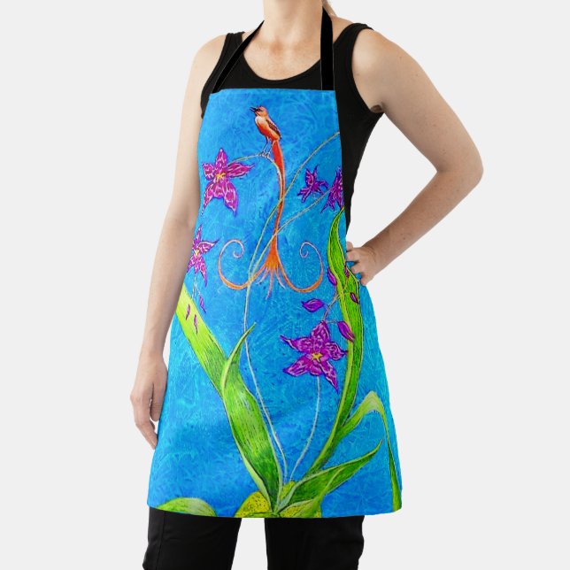 Pretty Little Orchid Bird  Apron (Insitu)