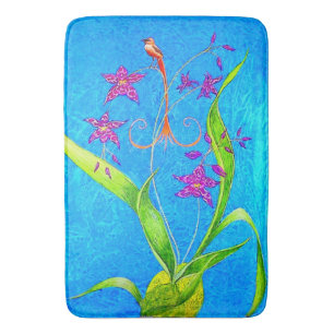 Pretty Little Orchid Bird Bath Mat