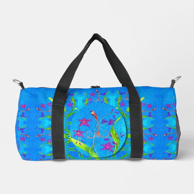 Pretty Little Orchid Bird  Duffle Bag (Front)