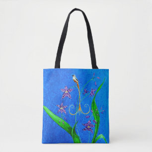 Pretty Little Orchid Bird Tote Bag