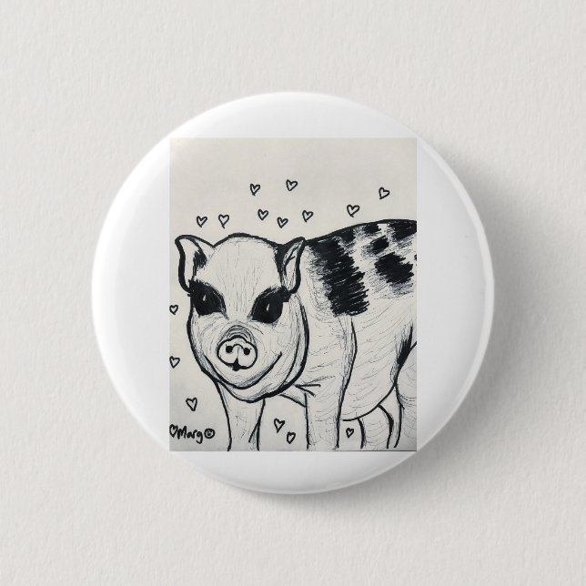 Pretty Little Piggy 6 Cm Round Badge (Front)