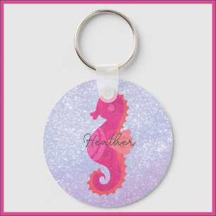 Pretty Little Pink Seahorse Key Ring