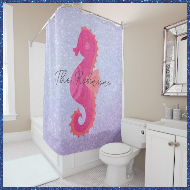 Pretty Little Pink Seahorse Shower Curtain (Creator Uploaded)