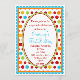 Pretty Little Polka Dots 1st Birthday Invitations