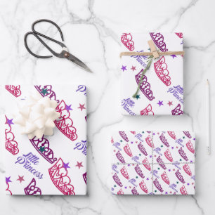 Pretty Little Princess Crown Tiara Cute Girl Theme Wrapping Paper Sheet