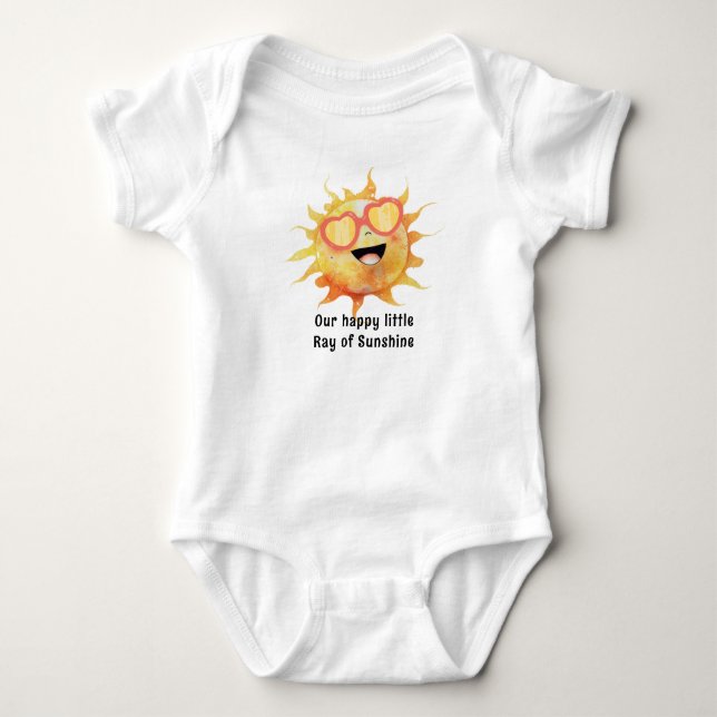 Pretty Little Ray Sunshine Sun Cute Personalised Baby Bodysuit (Front)