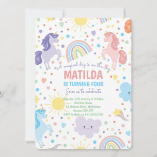 Pretty Little Unicorns Party Invitations