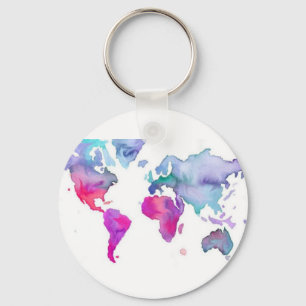 Pretty Little Watercolor Map Key Ring