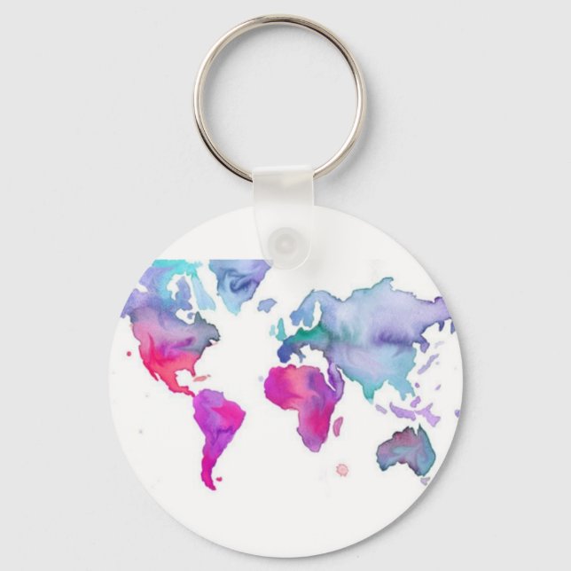 Pretty Little Watercolor Map Key Ring (Front)