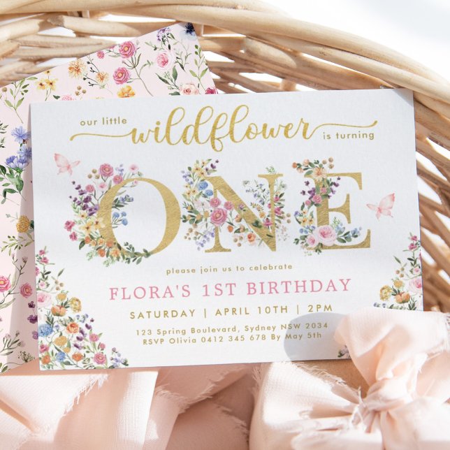 Pretty Little Wildflower Girl 1st Birthday Party I Invitation (Creator Uploaded)