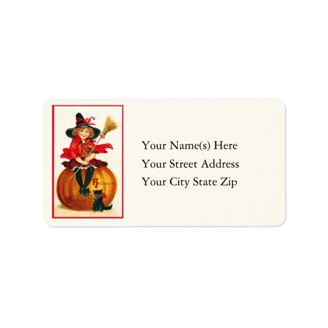 Pretty Little Witch on Pumpkin Address Label (Front)