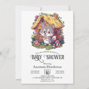 Pretty Little Wolf Baby Shower Digital Invitation