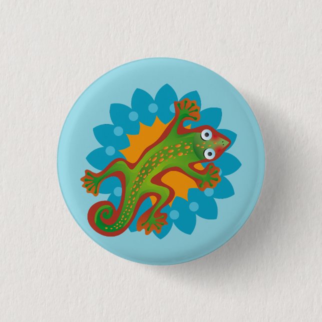 Pretty Lizard in bloom, lizard 3 Cm Round Badge (Front)