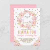 Pretty Llama / Pink Gold Floral Alpaca Birthday