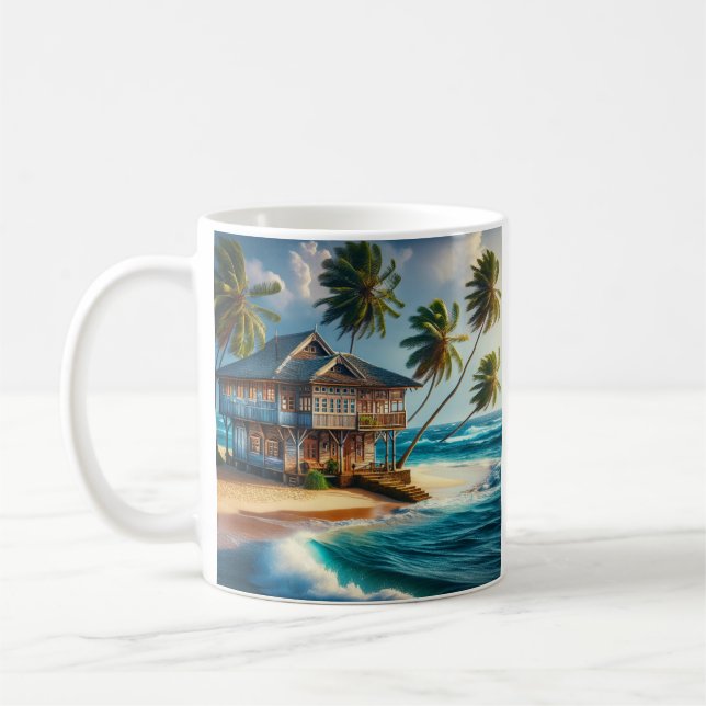 Pretty Log Cabin Beach House   Coffee Mug (Left)