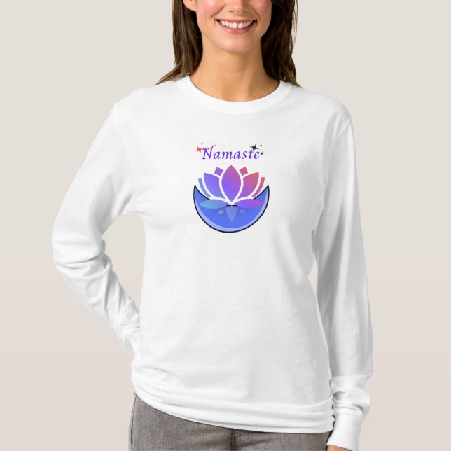 Pretty lotus flower and moon design T-Shirt. T-Shirt (Front)