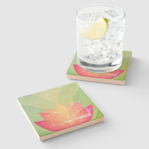 Pretty Lotus Flower Stone Coaster