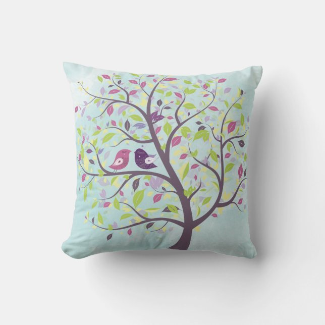 Pretty Love Birds Valentine Pillow (Front)