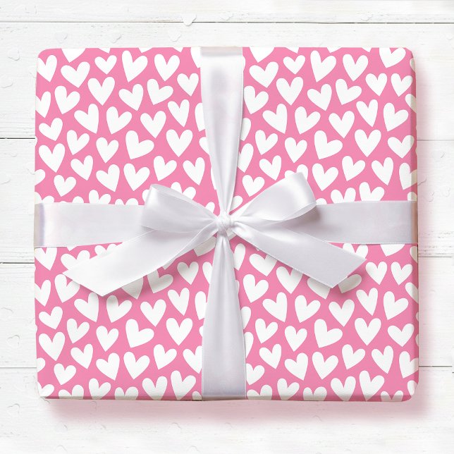 Pretty Love Heart Pattern Pink White Valentine Wrapping Paper (Creator Uploaded)