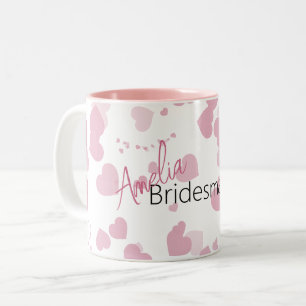 Pretty Love heart Personalised Bridesmaid Two-Tone Coffee Mug