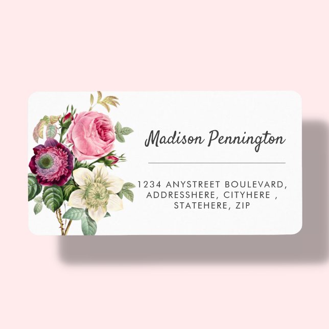 Pretty Magenta Flower Return Address Label (Creator Uploaded)