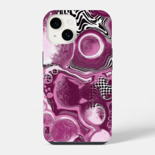 Pretty Magenta Pink Digital Pour Painting iPhone 14 Case