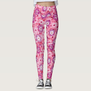 Pretty Magenta Pink Phlox Floral Pattern Leggings