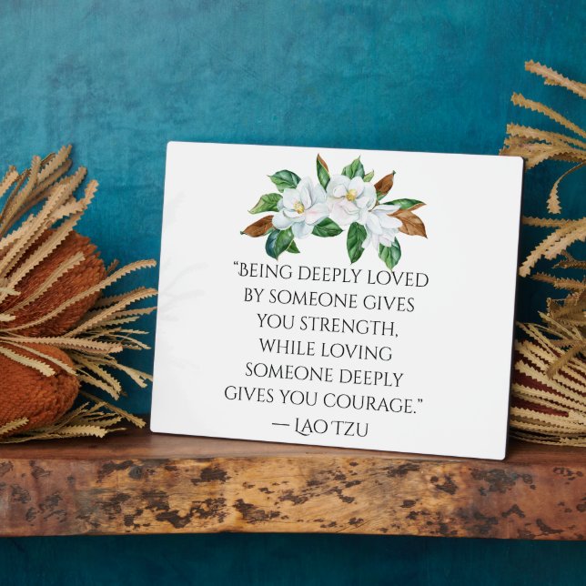 Pretty Magnolias and Deep Love Quote  Plaque (Side)