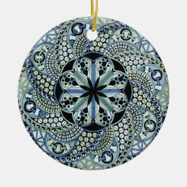 Pretty mandala ceramic tree decoration (Front)