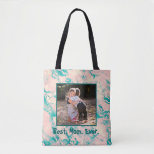 Pretty Marble Best Mum Ever Pink and Blue Tote Bag