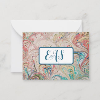 Pretty Marbled Paper Notecards with Monogram