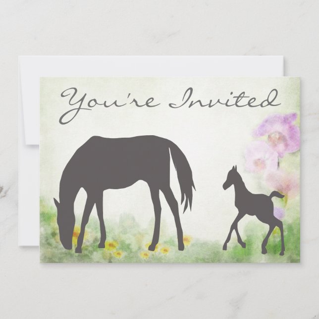 Pretty Mare and Foal Horse Baby Shower Invitation (Front)