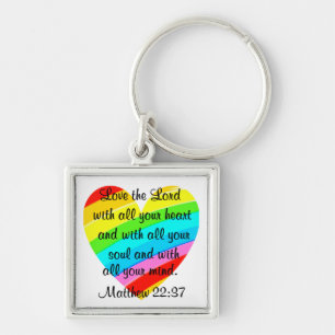 PRETTY MATTHEW 22:37 LOVE HEART DESIGN KEY RING