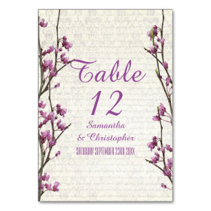 Pretty mauve floral flower spring blossom wedding table number
