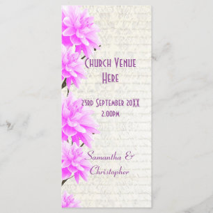 Pretty mauve pink floral church wedding program programme