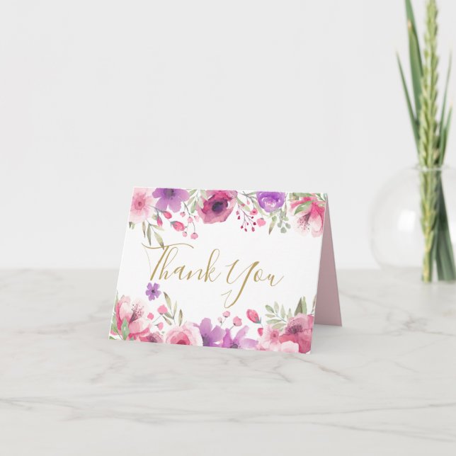 Pretty Meadow Flowers Thank You Card (Front)