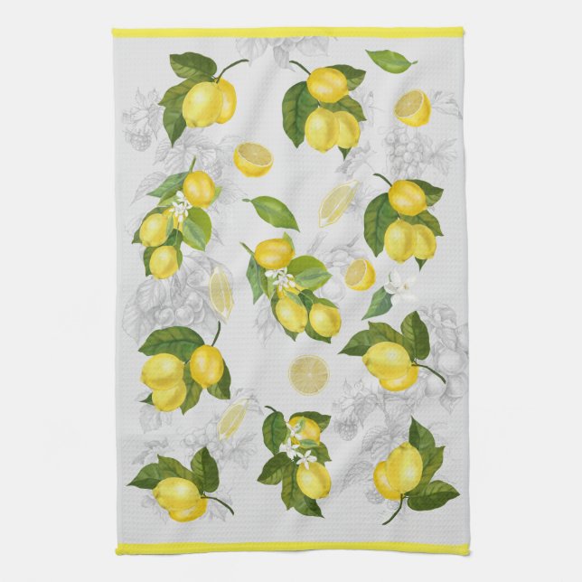 Pretty mediteranean Lemon Kitchen Towel (Vertical)