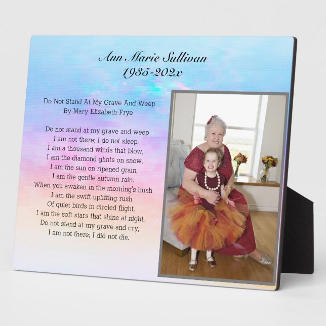 Pretty Memorial Poem with Photo Tabletop Plaque (Side)