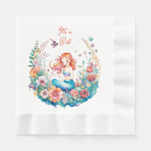 Pretty Mermaid Girl's Baby Shower It's a Girl Napkin