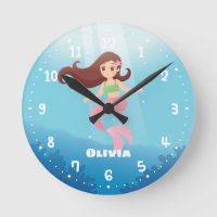 Pretty Mermaid Girls Bedroom Decor Wall Clock