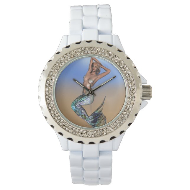 Pretty mermaid laying on the beach watch (Front)