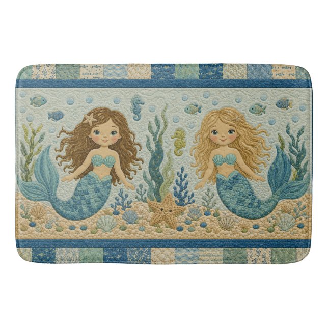 Pretty Mermaid Quilt Bath Mat (Front)
